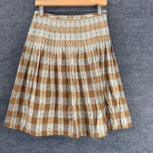 Free People Womens Striped Floral Vine Skirt Size 0 Brown Pleated Spring Office